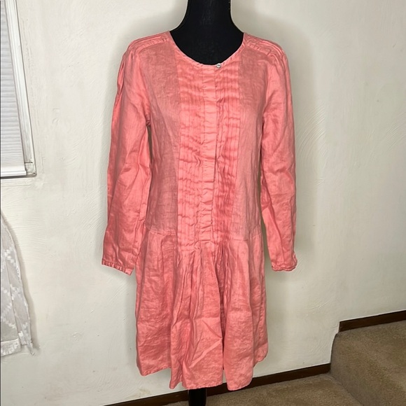 Sundance Pleated Linen Midi Dress Size M - Picture 1 of 6